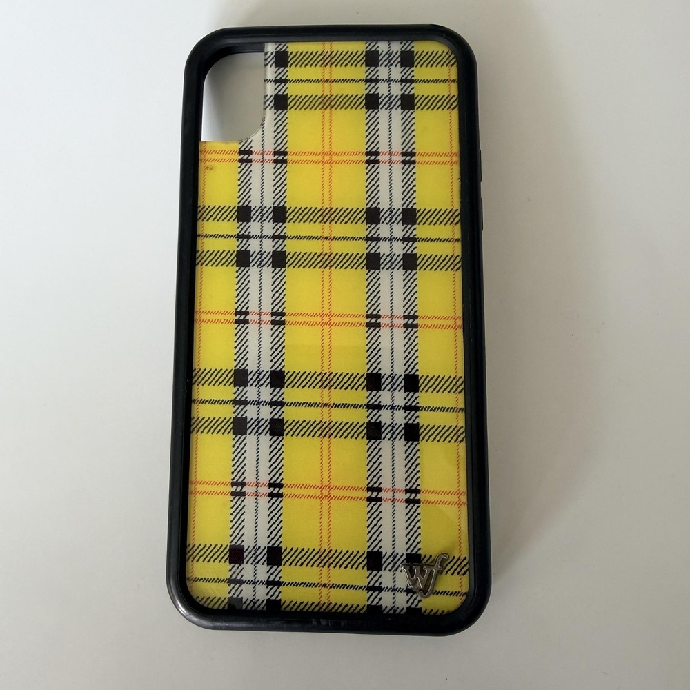 Wildflower Phone Case IPhone XR Yellow Plaid Pattern Hard Snap On Cover Tartan